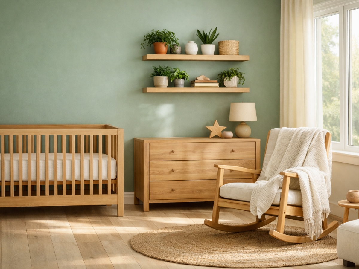 Sustainable nursery with natural materials and plants