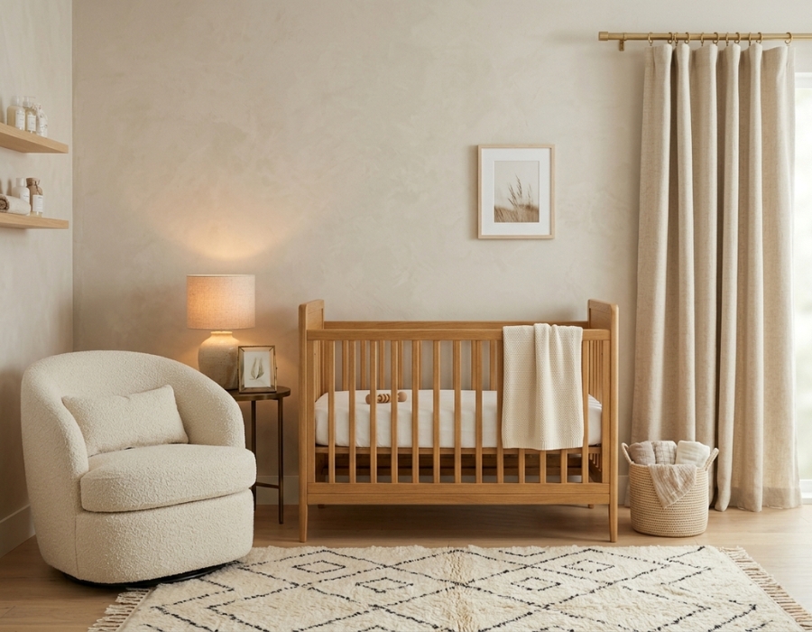 Organic minimalist luxury nursery setup