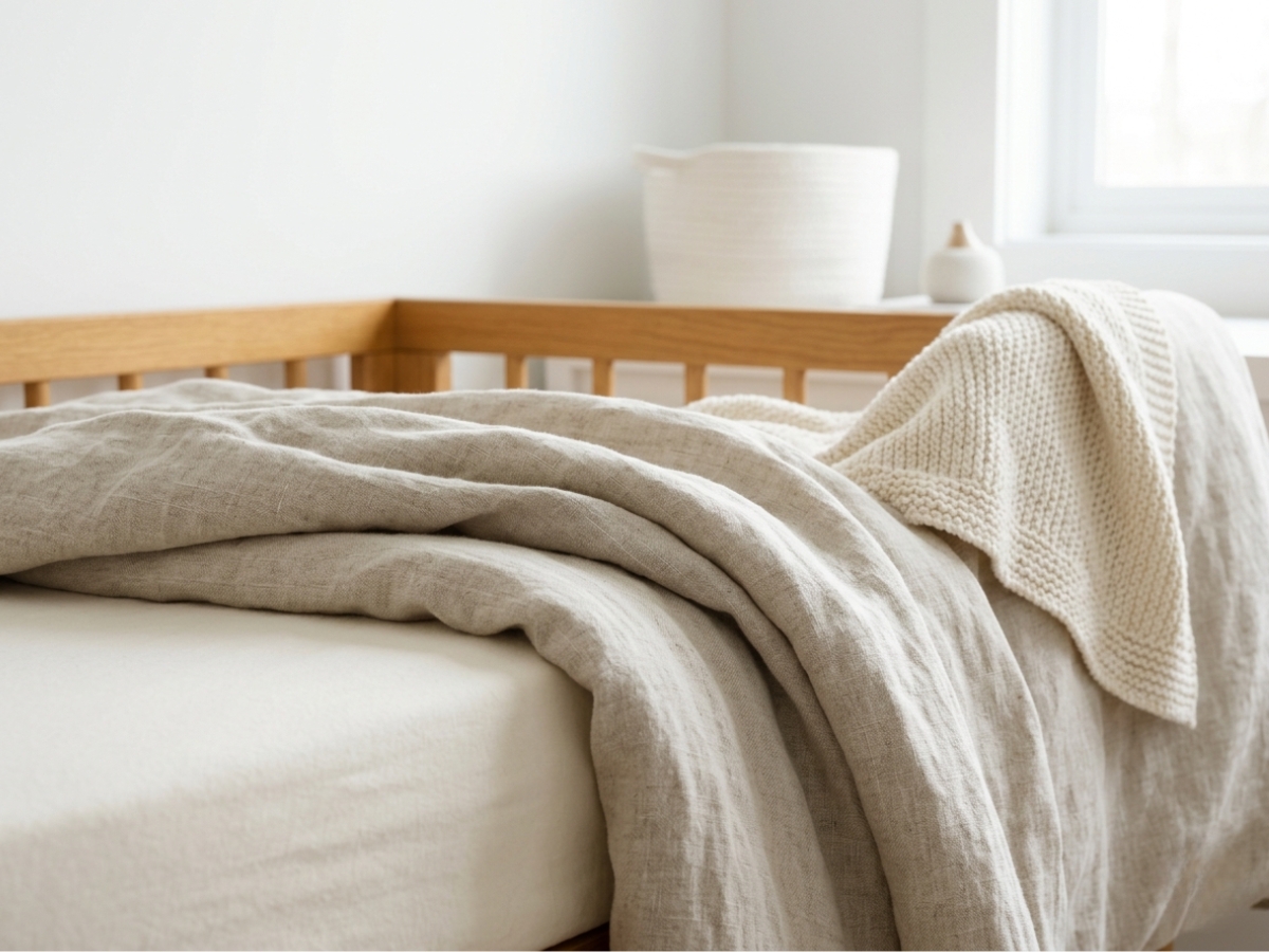 Close-up of luxurious organic cotton and linen textiles